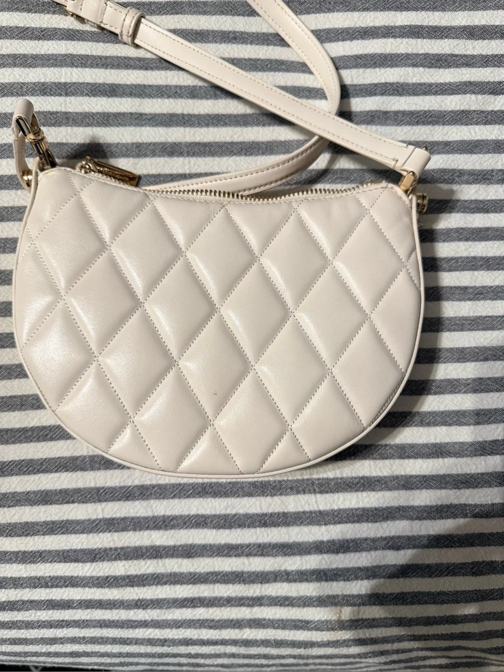 kate spade Cream Quilted Crossbody with Gold Chain